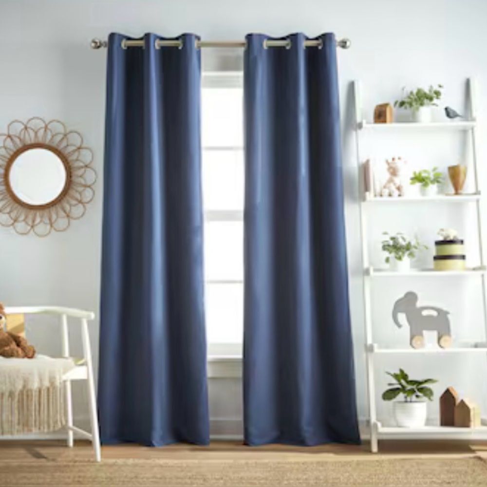 Dream Factory 63” Denim Blackout Standard lined Grommet Curtain panel pair
